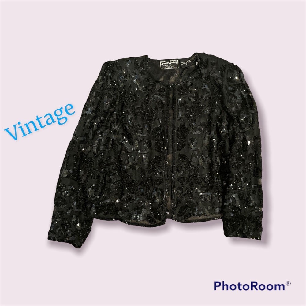 EUC Vintage Robert Anthony Silk Sequin Jacket-Size Small 🌟⭐️🌟